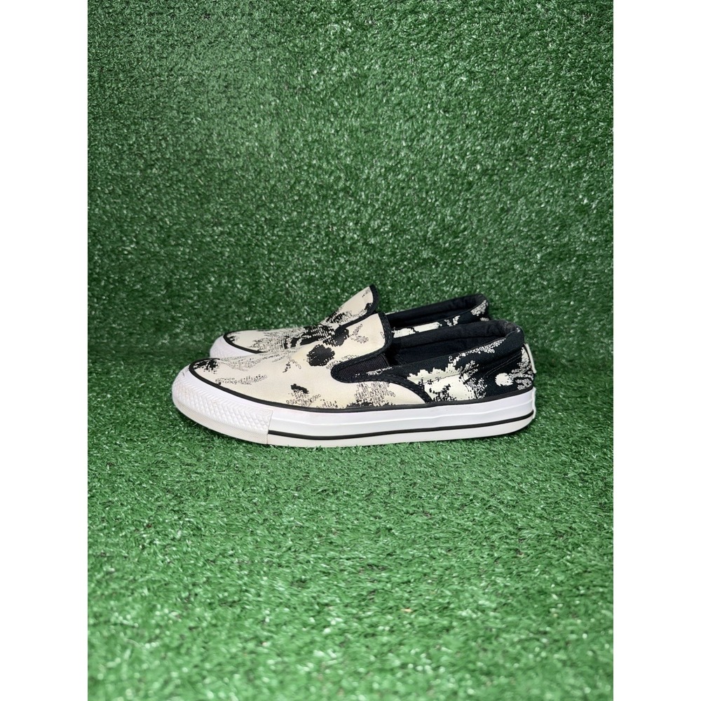 Vintage Converse All Star Womens Size 8.5 Black White Slip On Floral Y2K Grunge - Picture 4 of 9